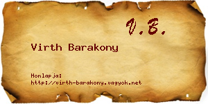 Virth Barakony névjegykártya